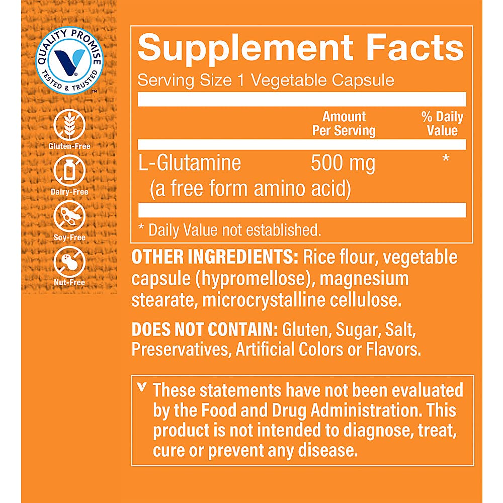 Foto 4 pulgar | Suplemento De L-glutamina De The Vitamin Shoppe 500 Mg (100 Cápsulas) - Venta Internacional.