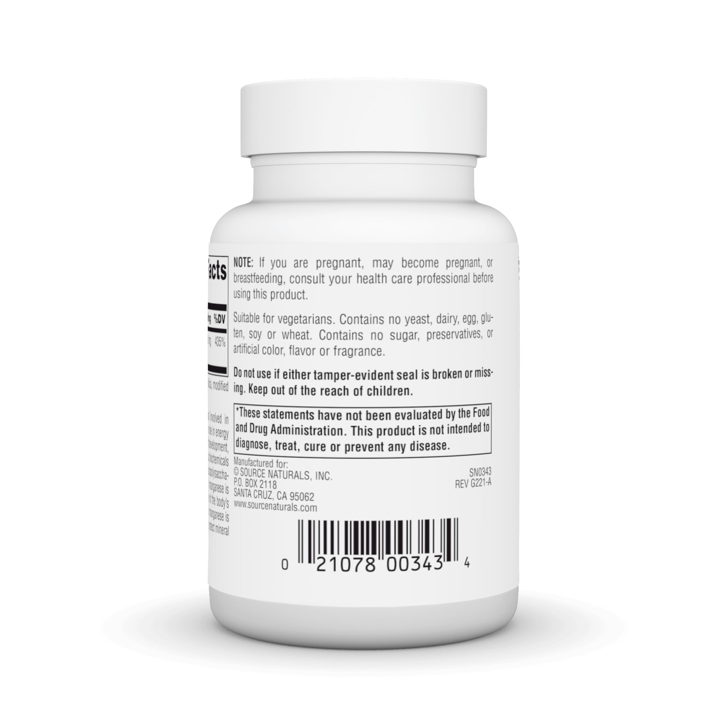 Foto 4 pulgar | Quelato De Aminoácidos De Manganeso Supplement Source Naturals 250 Comprimidos - Venta Internacional.