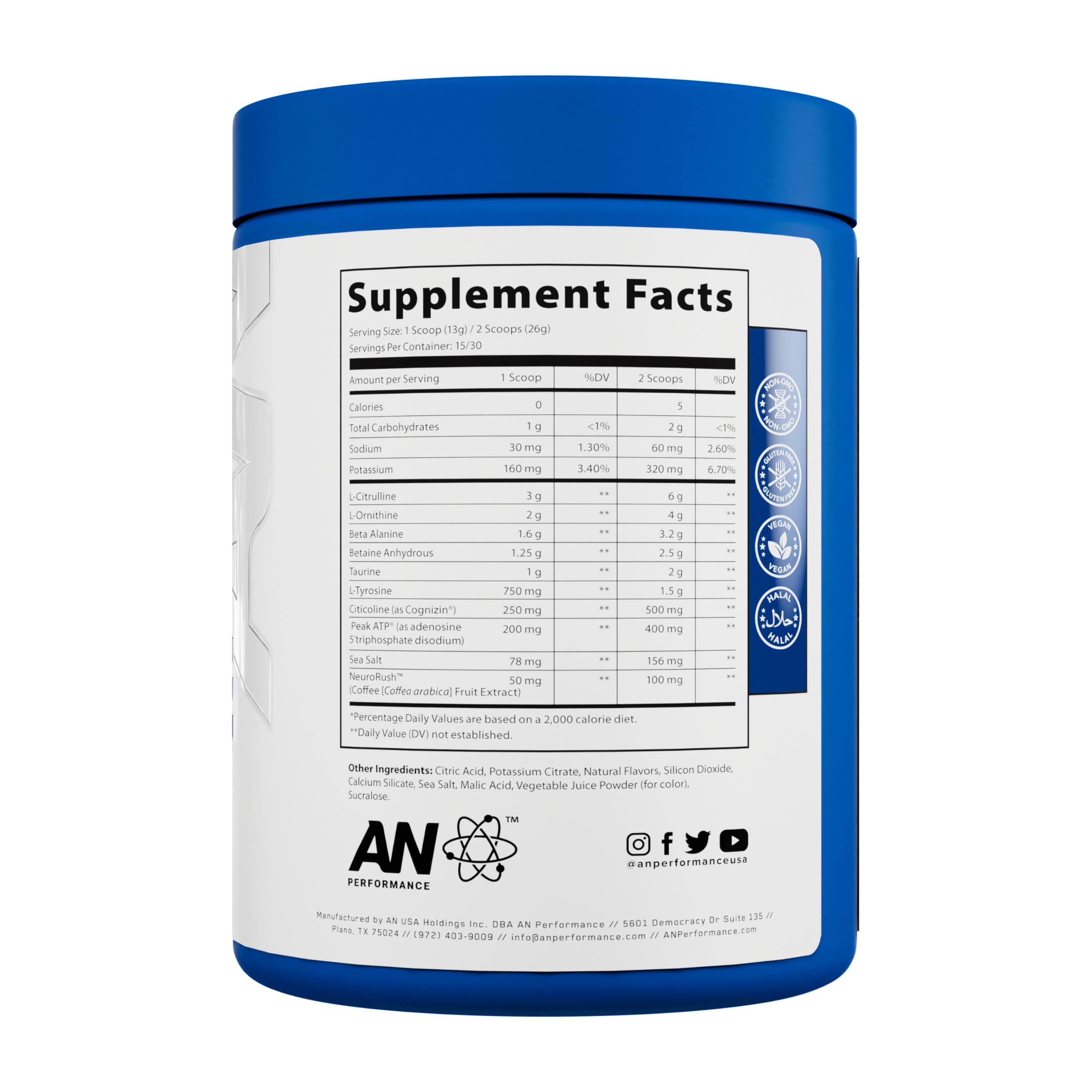 Foto 3 pulgar | Suplemento Preentrenamiento An Performance Non-stimulant 390 G - Venta Internacional.