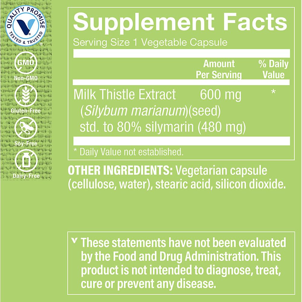 Foto 4 pulgar | Complemente El Extracto De Cardo Mariano De Vitamin Shoppe 600 Mg - Venta Internacional.