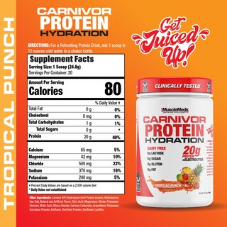 Foto 2 | Bebida Hidratante Proteica En Polvo Musclemeds Carnivor 20g - Venta Internacional.