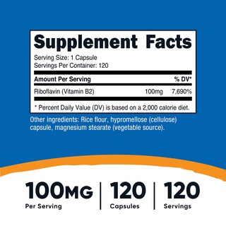 Foto 2 | Suplemento Nutricost De Vitamina B2 (riboflavina) 100 Mg 120 Cápsulas - Venta Internacional.