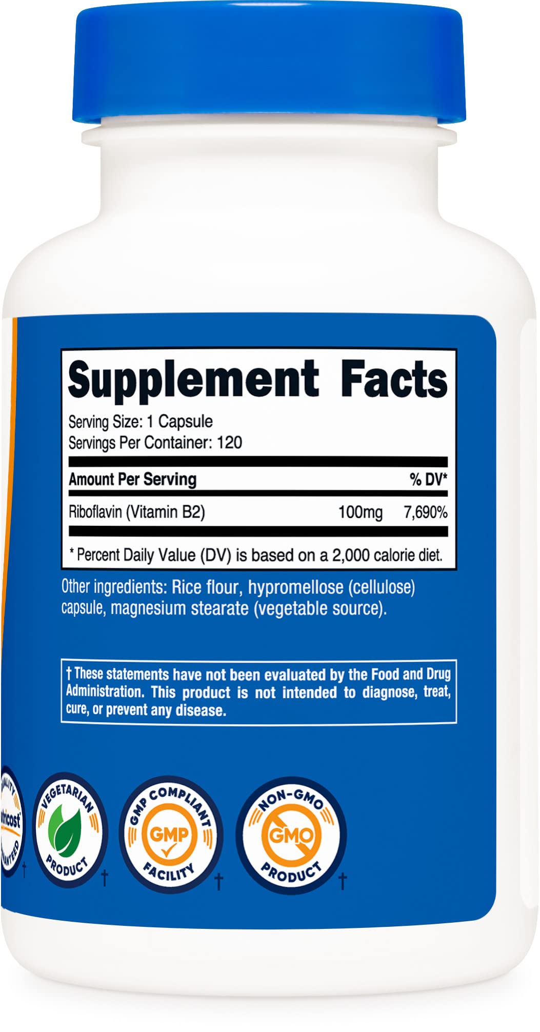 Foto 6 pulgar | Suplemento Nutricost De Vitamina B2 (riboflavina) 100 Mg 120 Cápsulas - Venta Internacional.