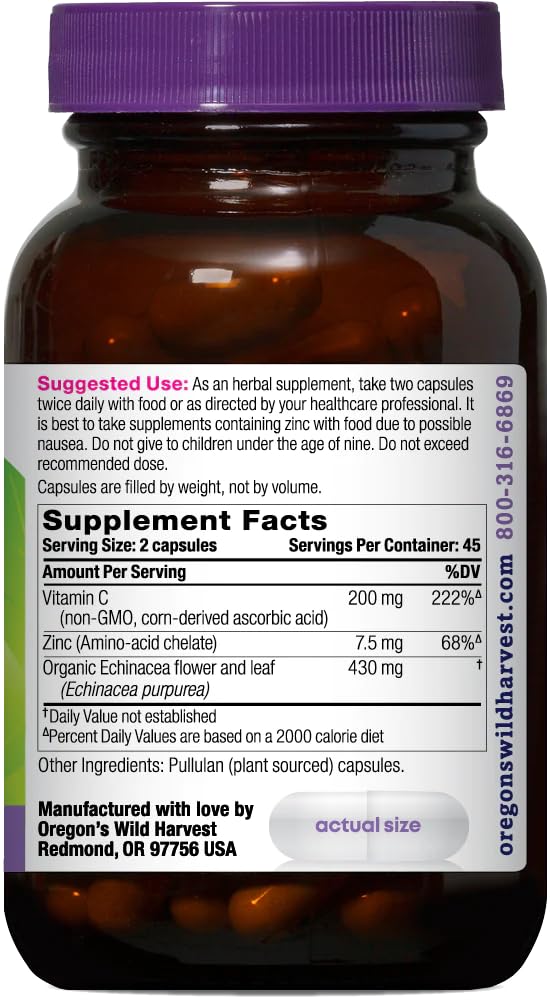 Foto 3 pulgar | Complemente La Equinácea Wild Harvest De Oregón Con Zinc Y Vitamina C - Venta Internacional.