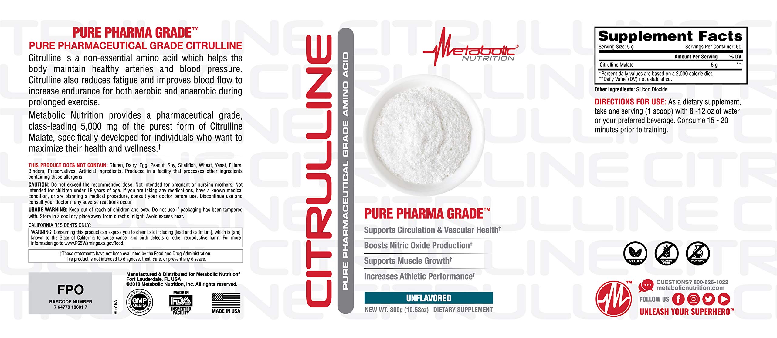 Foto 4 pulgar | Suplemento Metabólico De Citrulina En Polvo  300 G - Venta Internacional.