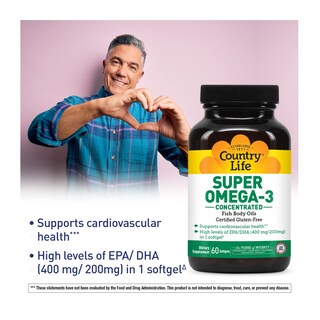 Foto 4 | Suplemento Country Life Super Omega-3 Concentrado 60 Cápsulas Blandas - Venta Internacional.