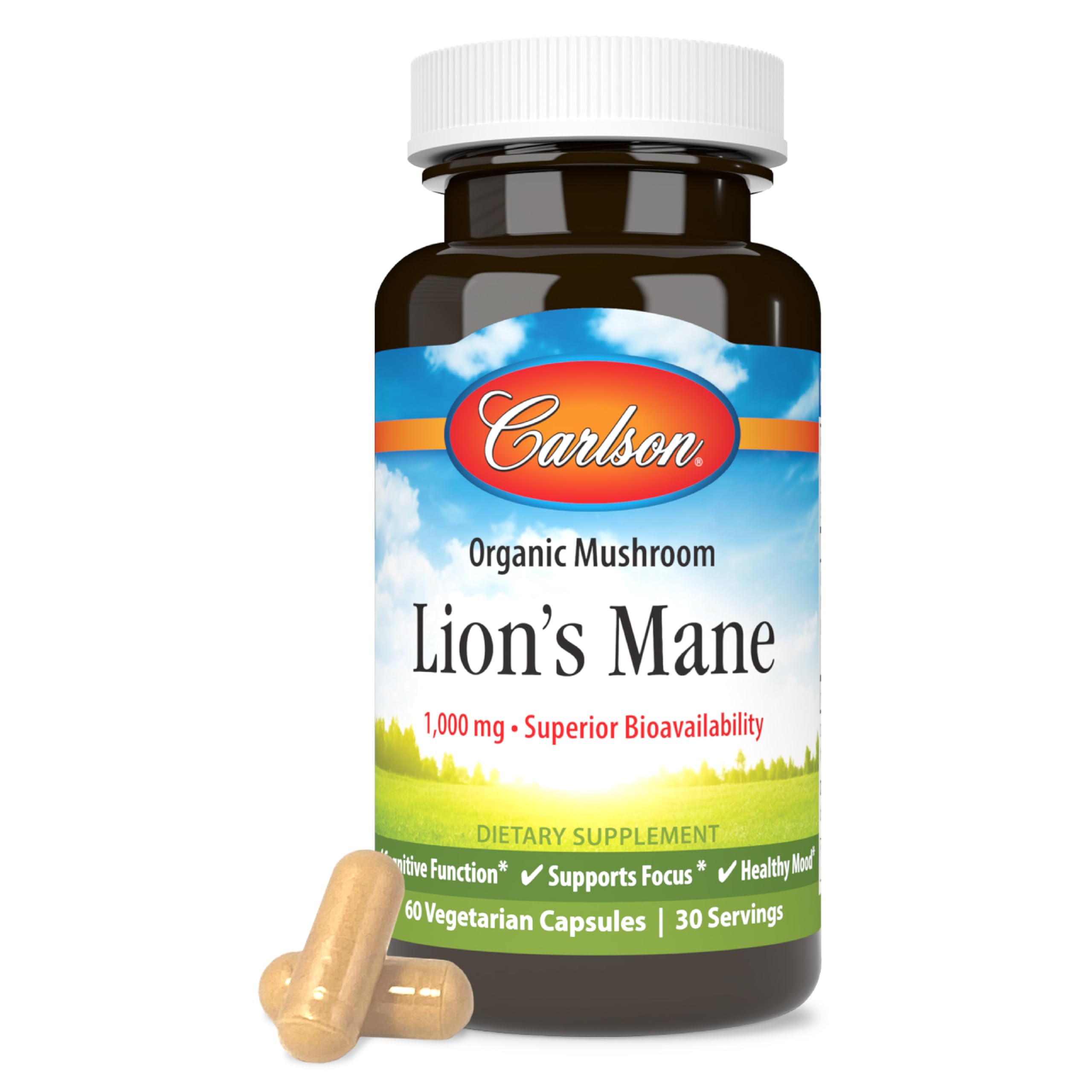Foto 1 | Suplemento Carlson Lion's Mane Mushroom 60 Cápsulas - Venta Internacional.