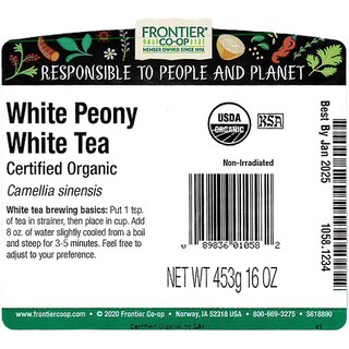 Foto 2 | Té Blanco Orgánico De Peonía Blanca A Granel De Tea Frontier 454 G - Venta Internacional.