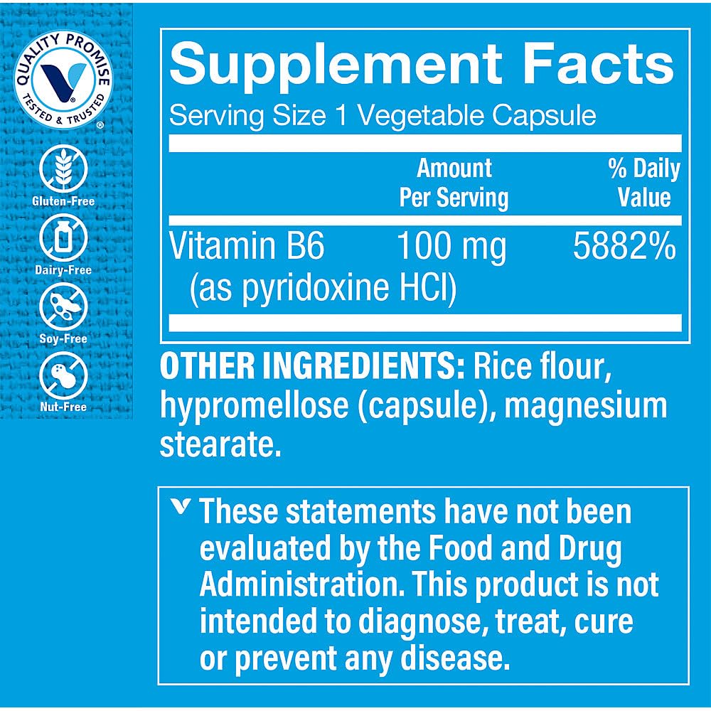 Foto 4 pulgar | Suplemento The Vitamin Shoppe B6 100 Mg 100 Cápsulas - Venta Internacional.
