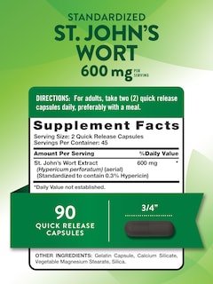 Foto 2 | Suplemento Nature's Truth St John's Wort 600 Mg 90 Cápsulas - Venta Internacional.