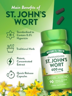 Foto 5 | Suplemento Nature's Truth St John's Wort 600 Mg 90 Cápsulas - Venta Internacional.