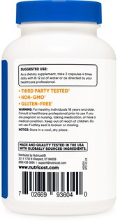 Foto 3 | Suplemento Nutricost Alpha Gpc 600 Mg 120 Cápsulas Vegetarianas - Venta Internacional.