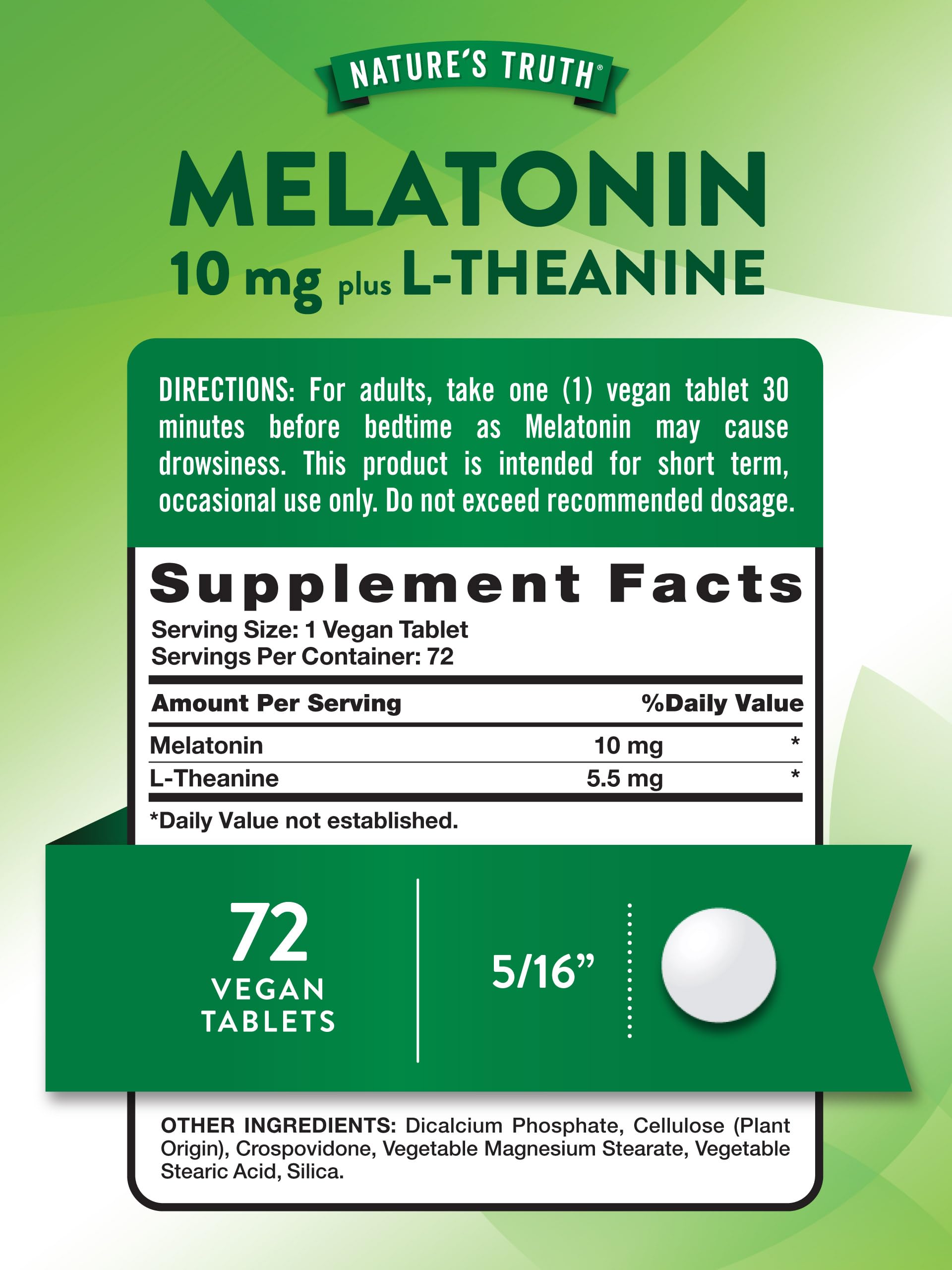 Foto 3 pulgar | Suplemento Nature's Truth Melatonina 10 Mg + L-teanina 72 Tabletas - Venta Internacional.