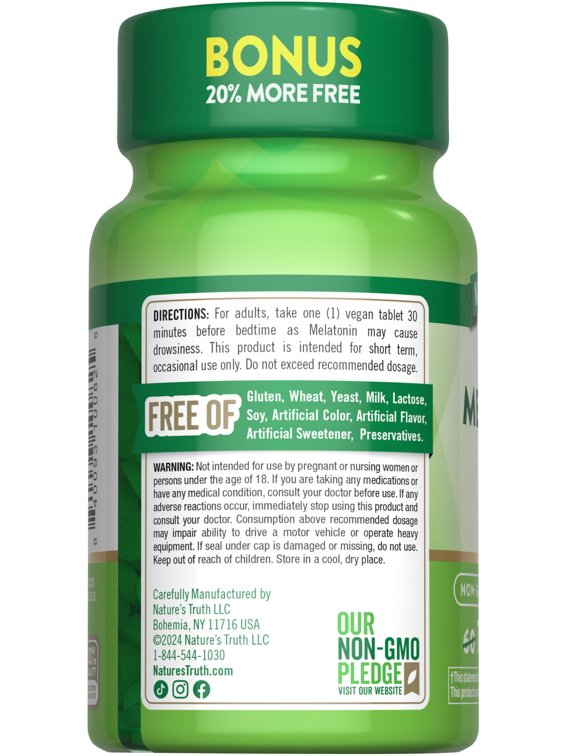 Foto 8 pulgar | Suplemento Nature's Truth Melatonina 10 Mg + L-teanina 72 Tabletas - Venta Internacional.