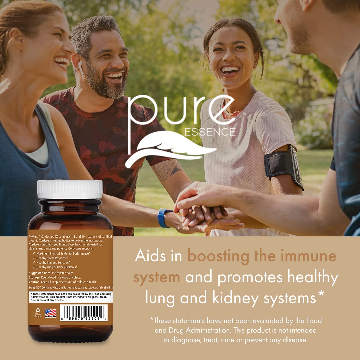 Foto 7 pulgar | Suplemento De Hongos Mypure Cordyceps 4x De Pure Essence Labs - Venta Internacional.