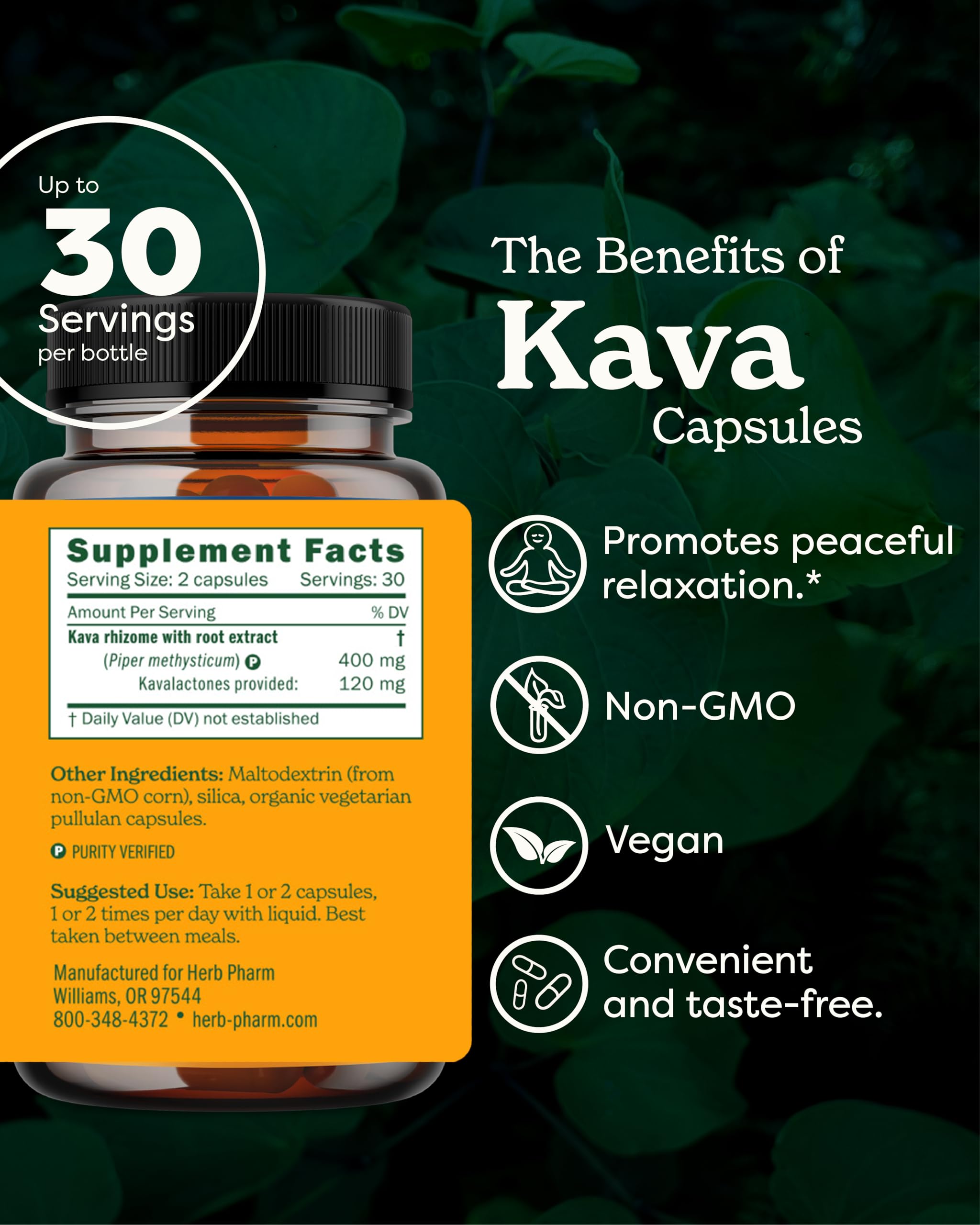 Foto 3 pulgar | Suplemento De Extracto De Raíz De Kava De Herb Pharm 60 Cápsulas - Venta Internacional.