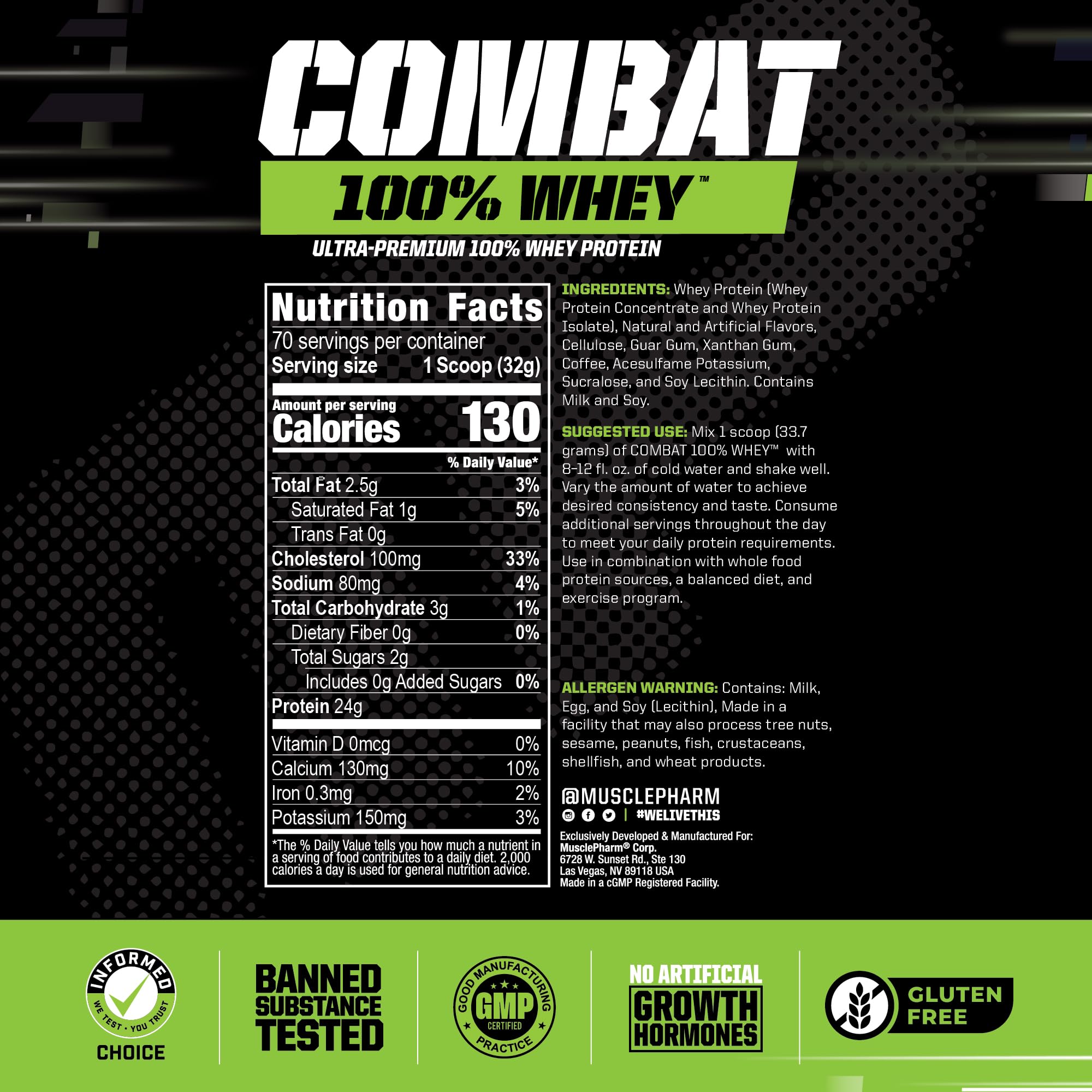 Foto 3 pulgar | Proteína De Suero En Polvo Musclepharm Combat 100% Cappuccino 2 27 Kg - Venta Internacional.