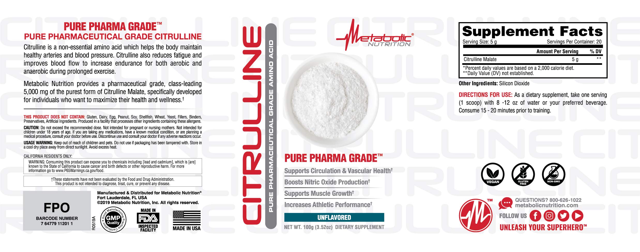 Foto 3 | Suplemento Metabólico De Citrulina En Polvo  100 G - Venta Internacional.