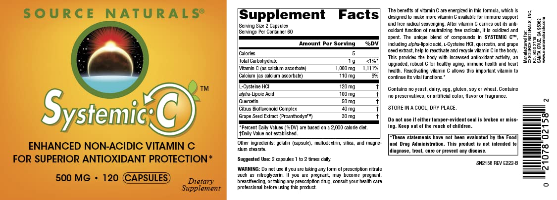 Foto 6 pulgar | Suplemento Source Naturals Systemic C 500 Mg - 120 Cápsulas - Venta Internacional.