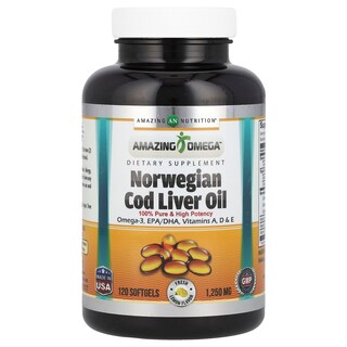 Foto 1 | Aceite De Hígado De Bacalao Noruego Supplement Amazing Nutrition 1250 Mg - Venta Internacional.