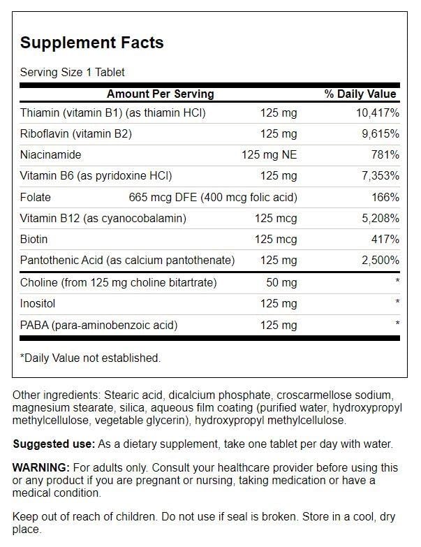 Foto 3 pulgar | Suplemento Del Complejo De Vitamina B-125 De Swanson  250 Tabletas - Venta Internacional.