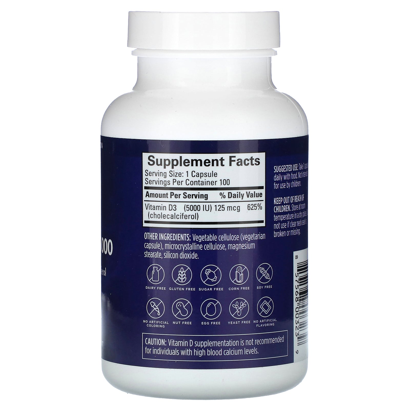 Foto 3 pulgar | Suplemento Brainmd Vitamina D3 5000 125 Mcg (5000 Ui) 100 Cápsulas - Venta Internacional.