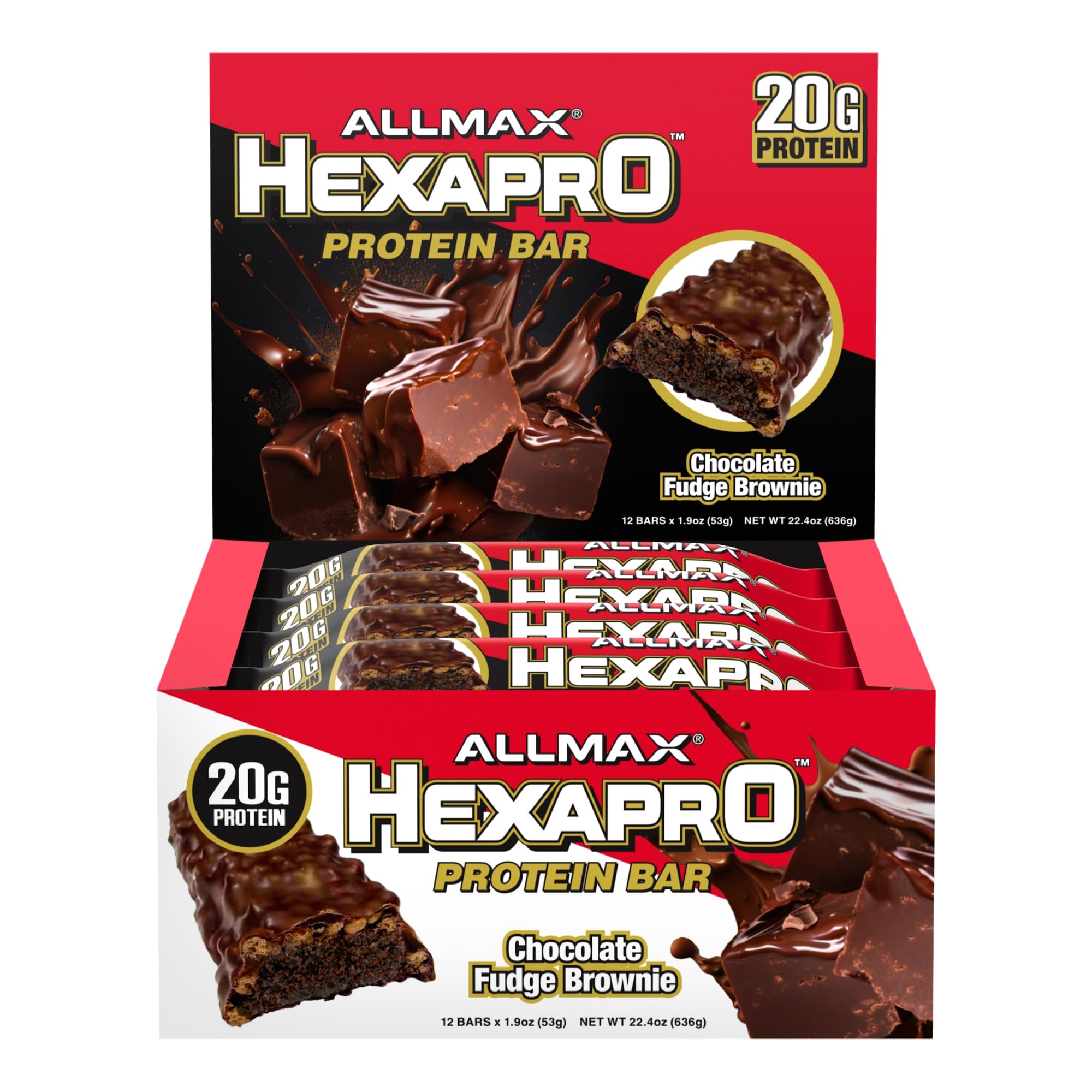 Foto 2 pulgar | Barra De Proteína Allmax Hexapro  Brownie Con Chocolate  20 G  12 Unidades - Venta Internacional.