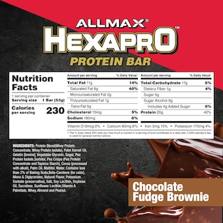 Foto 2 | Barra De Proteína Allmax Hexapro Brownie Con Chocolate 20 G 12 Unidades - Venta Internacional.