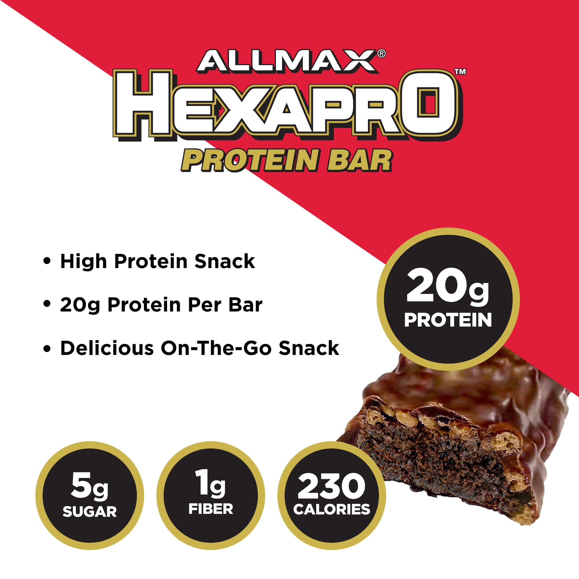 Foto 4 pulgar | Barra De Proteína Allmax Hexapro  Brownie Con Chocolate  20 G  12 Unidades - Venta Internacional.
