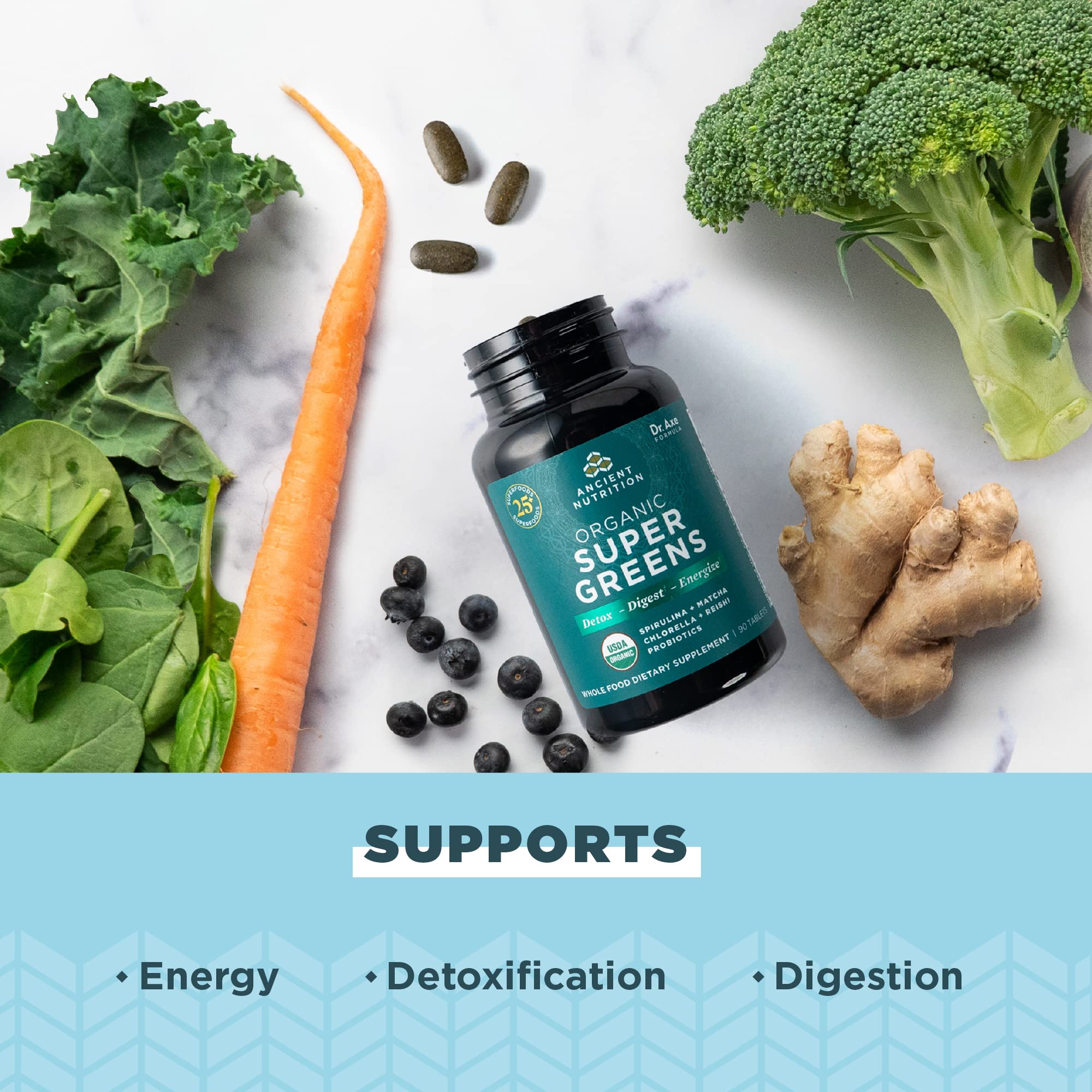 Foto 4 pulgar | Tabletas Supergreens Ancient Nutrition 90 Tabletas - Venta Internacional.