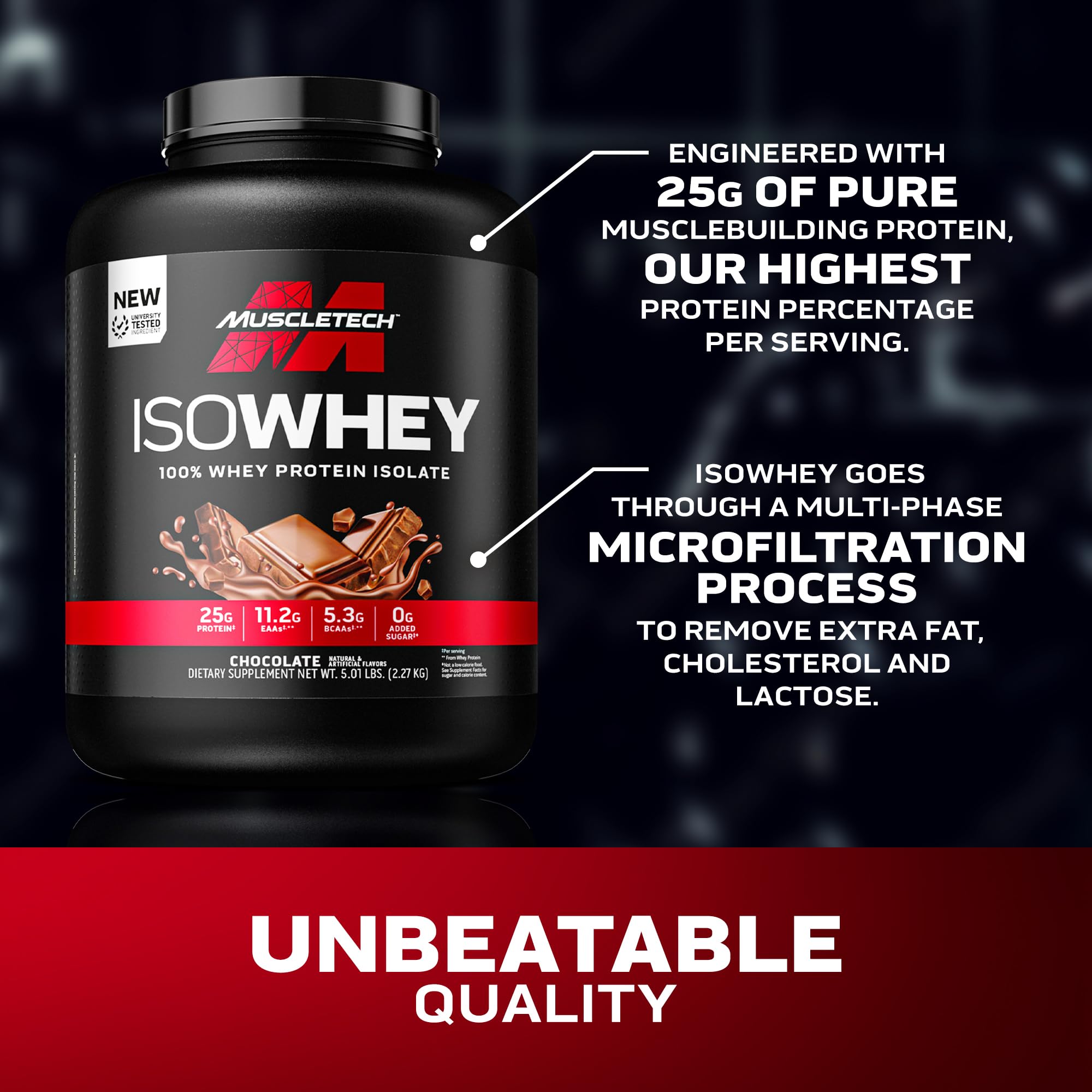 Foto 3 | Proteína En Polvo Muscletech Iso Whey Isolate Chocolate 2 27 Kg - Venta Internacional.
