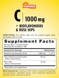 Foto 2 | Suplemento De Vitamina C De Sundance De 1000 Mg Con Bioflavonoides 100 Cápsulas - Venta Internacional.