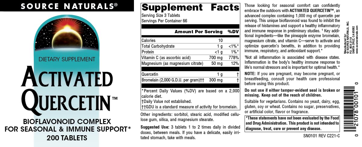Foto 5 pulgar | Quercetina Activada Supplement Source Naturals 200 Tabletas - Venta Internacional.