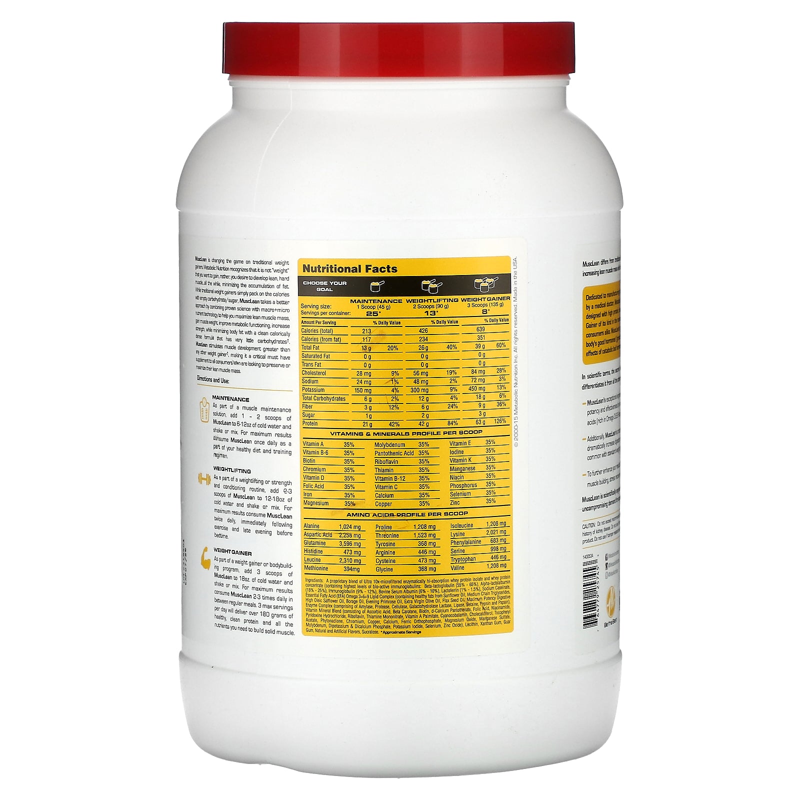 Foto 3 pulgar | Ganador De Peso Muscular Magro Metabolic Nutrition Musclean 1 13 Kg - Venta Internacional.
