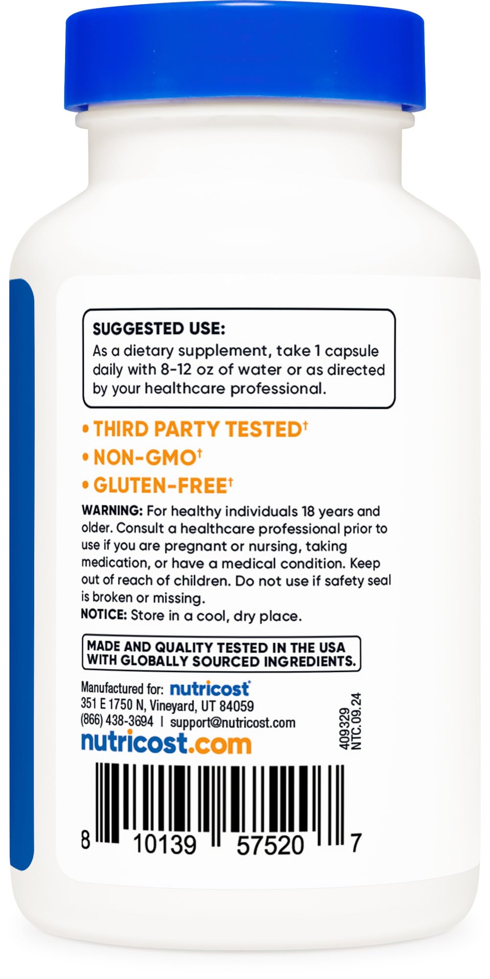 Foto 5 pulgar | Suplemento Nutricost Lactobacillus Acidophilus 500 M Cfu 120 Cápsulas - Venta Internacional.