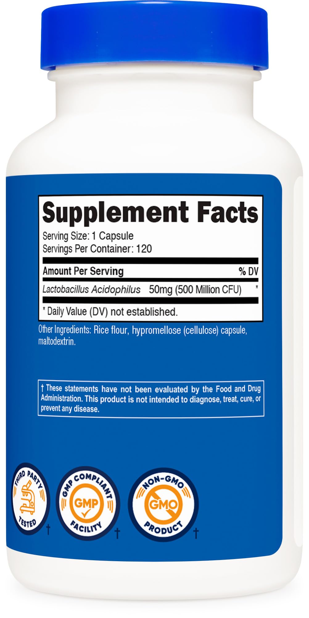 Foto 6 pulgar | Suplemento Nutricost Lactobacillus Acidophilus 500 M Cfu 120 Cápsulas - Venta Internacional.