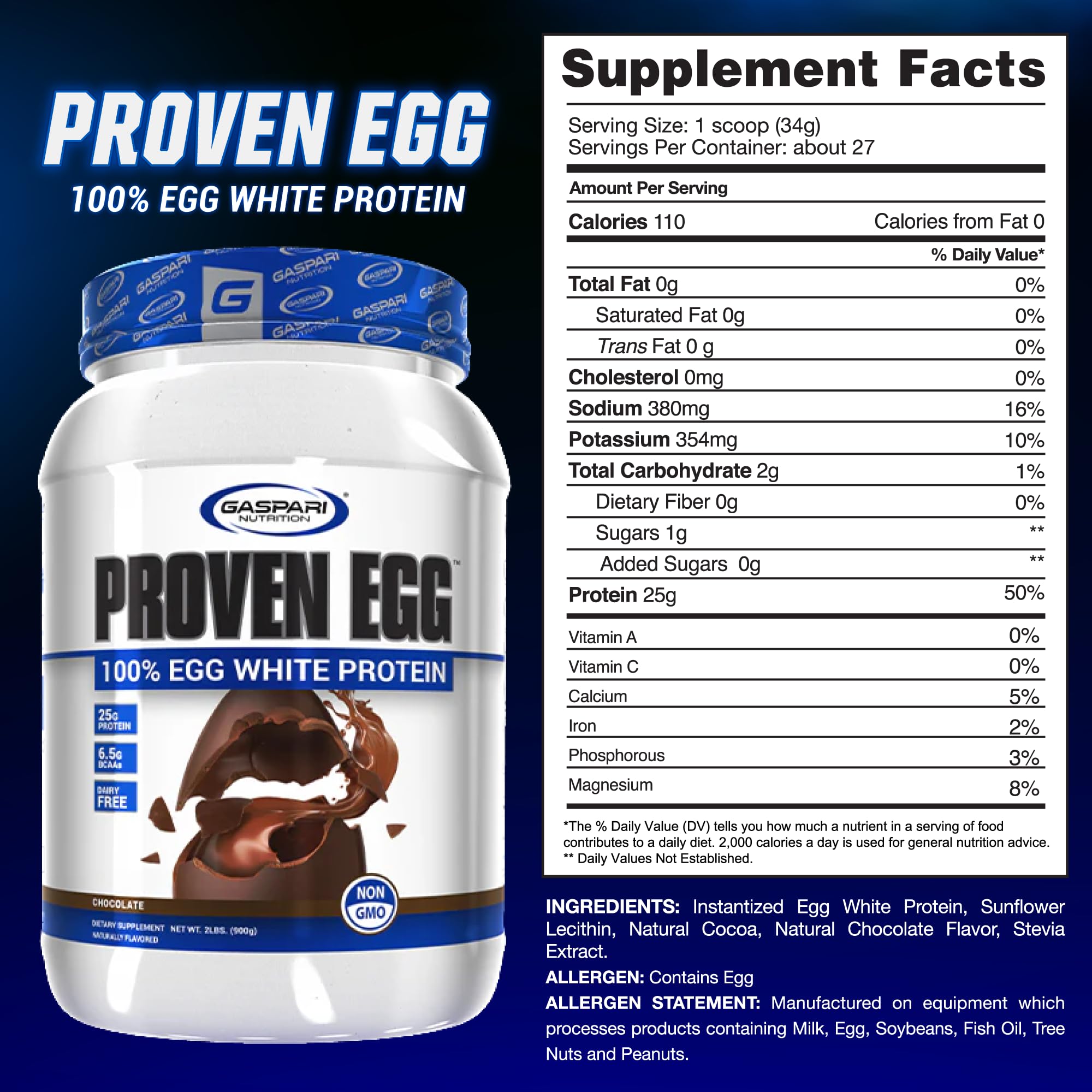 Foto 3 pulgar | Proteína En Polvo Gaspari Nutrition Proven Egg 100% Clara De Huevo - Venta Internacional.