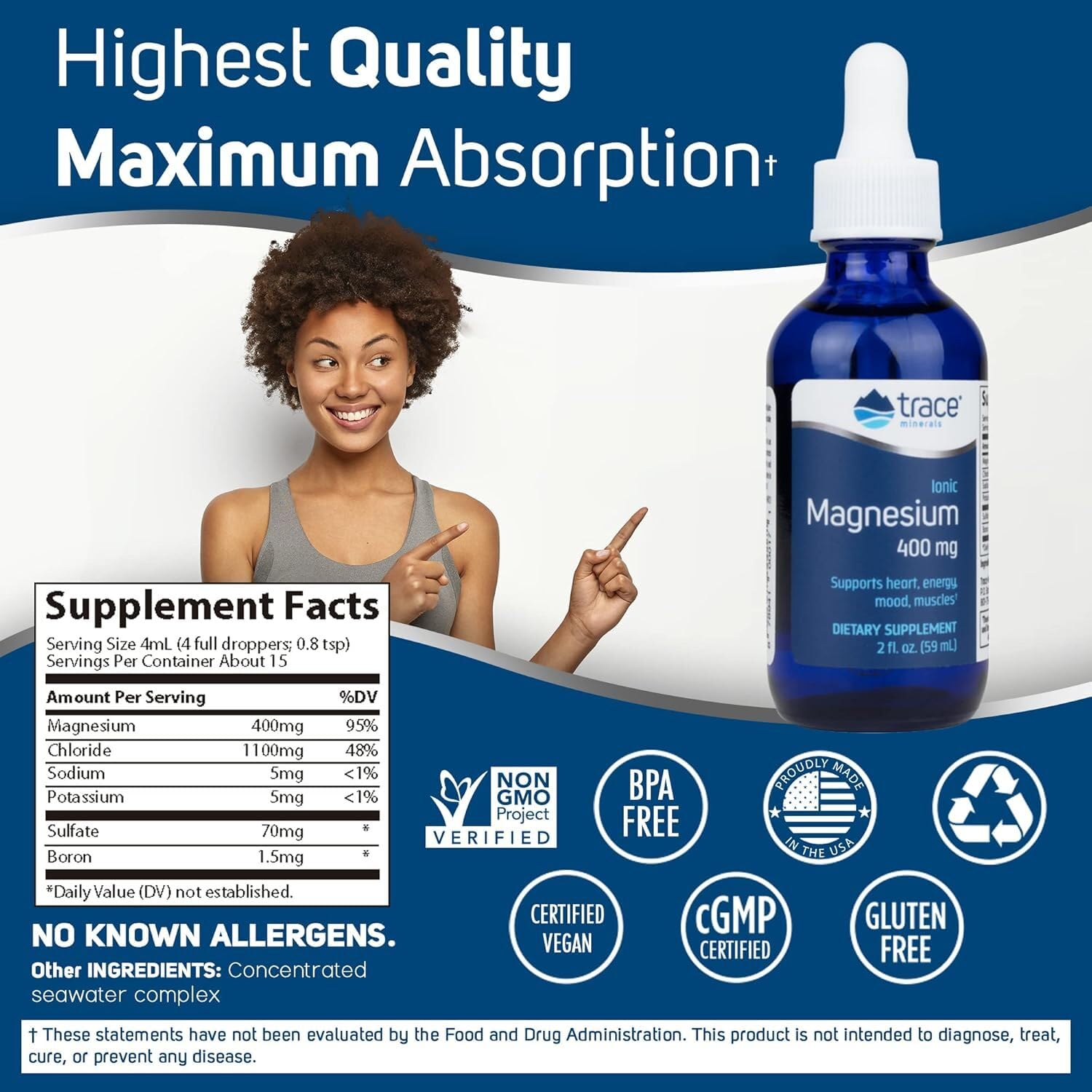 Foto 3 pulgar | Suplemento De Oligoelementos Y Magnesio Iónico  400 Mg  60 Ml - Venta Internacional.