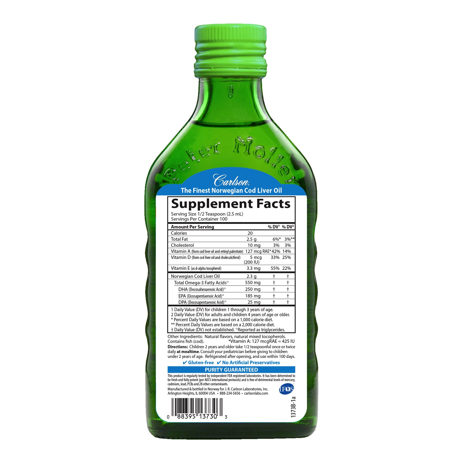 Foto 2 | Suplemento De Aceite De Hígado De Bacalao Carlson Para Niños De 250 Ml Con Omega-3 - Venta Internacional.