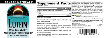Foto 4 | Suplemento De Luteína Source Naturals Con Floraglo 6 Mg 90 Cápsulas - Venta Internacional.