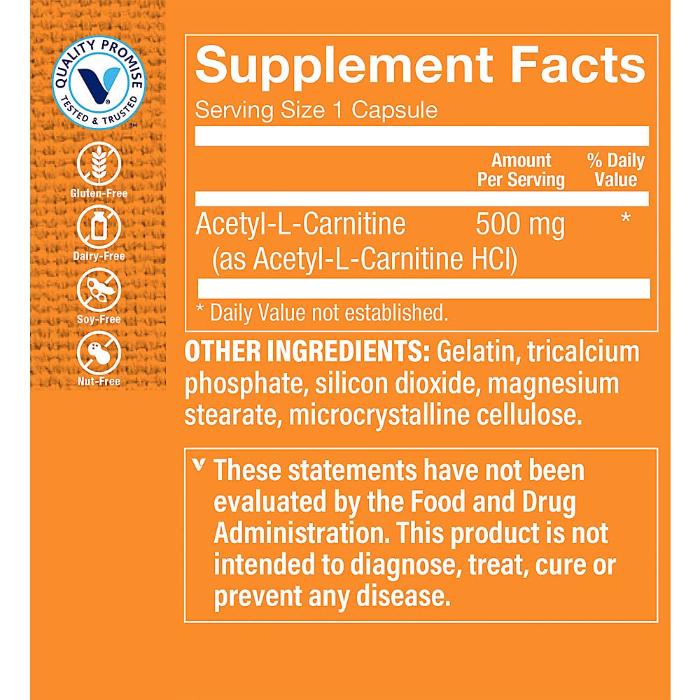 Foto 4 pulgar | Complement The Vitamin Shoppe Acetil-l-carnitina 500 Mg 60 Cápsulas - Venta Internacional.