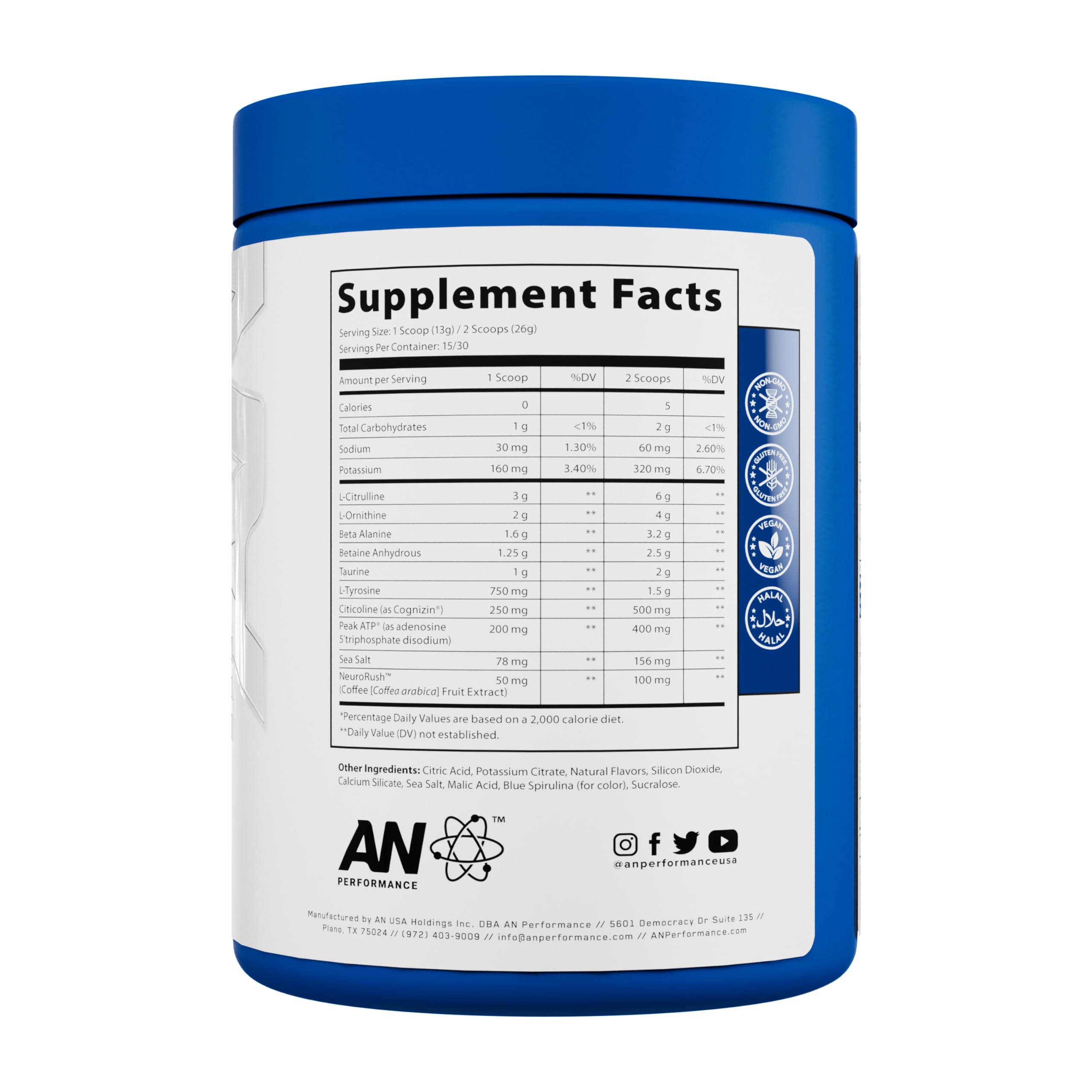 Foto 3 pulgar | Suplemento Para Antes Del Entrenamiento An Performance Zero Cafeine 390 G - Venta Internacional.