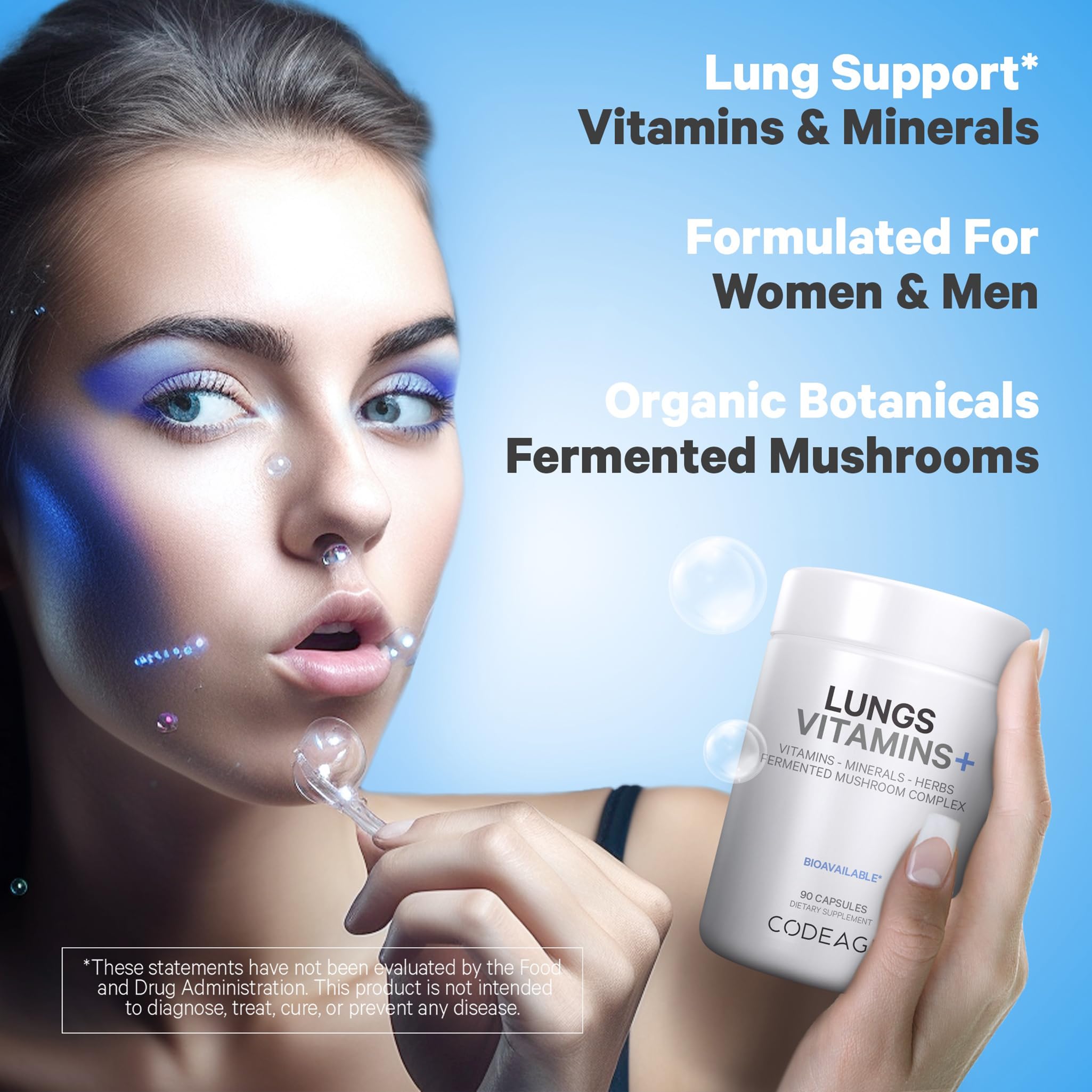 Foto 5 | Suplemento: Codeage  Pulmones  Vitaminas A  C  D  E  B6  Zinc Y Magnesio - Venta Internacional.