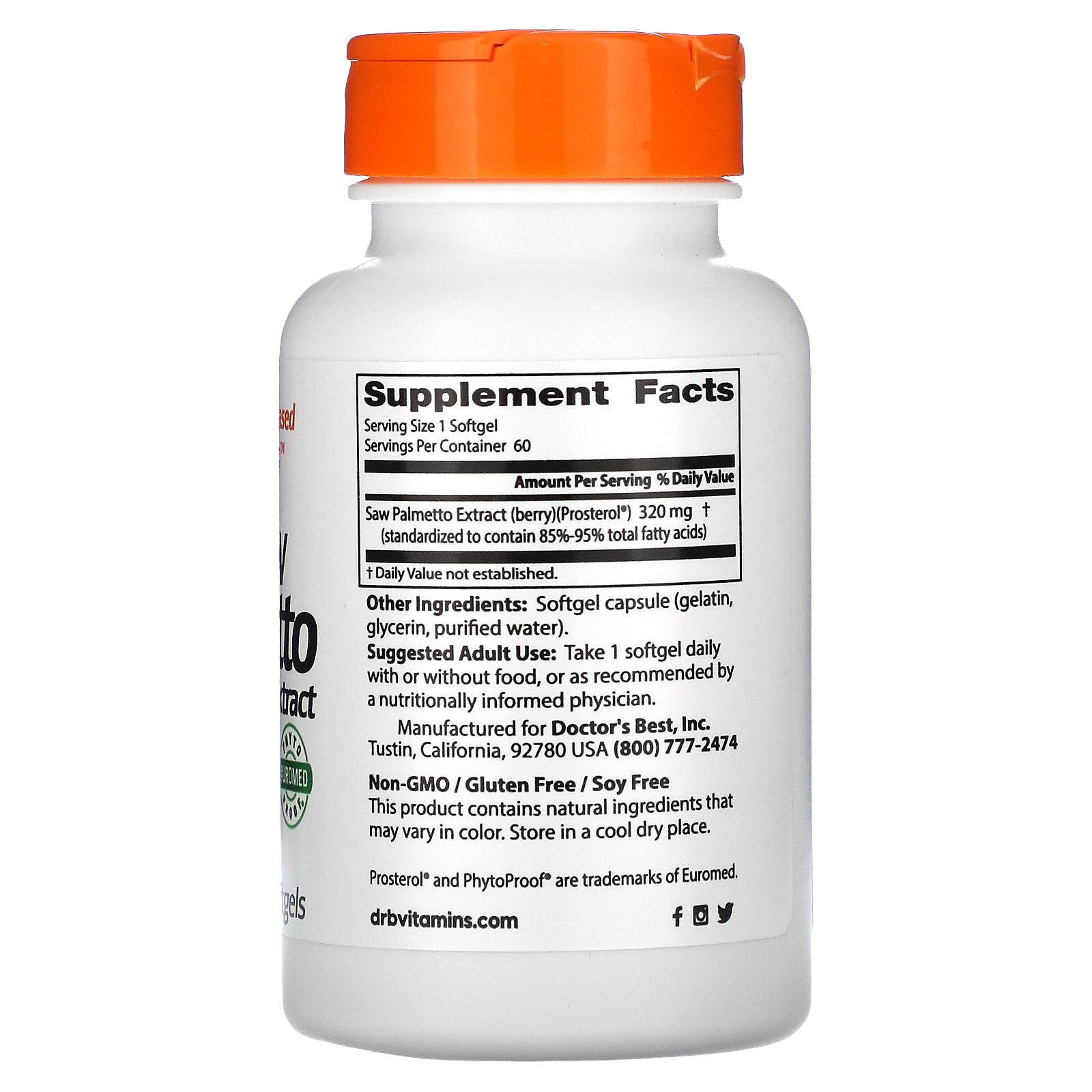 Foto 2 | Extracto Estandarizado De Palma Enana Americana Supplement Doctor's Best - Venta Internacional.