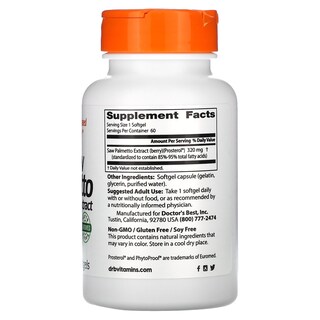 Foto 2 | Extracto Estandarizado De Palma Enana Americana Supplement Doctor's Best - Venta Internacional.
