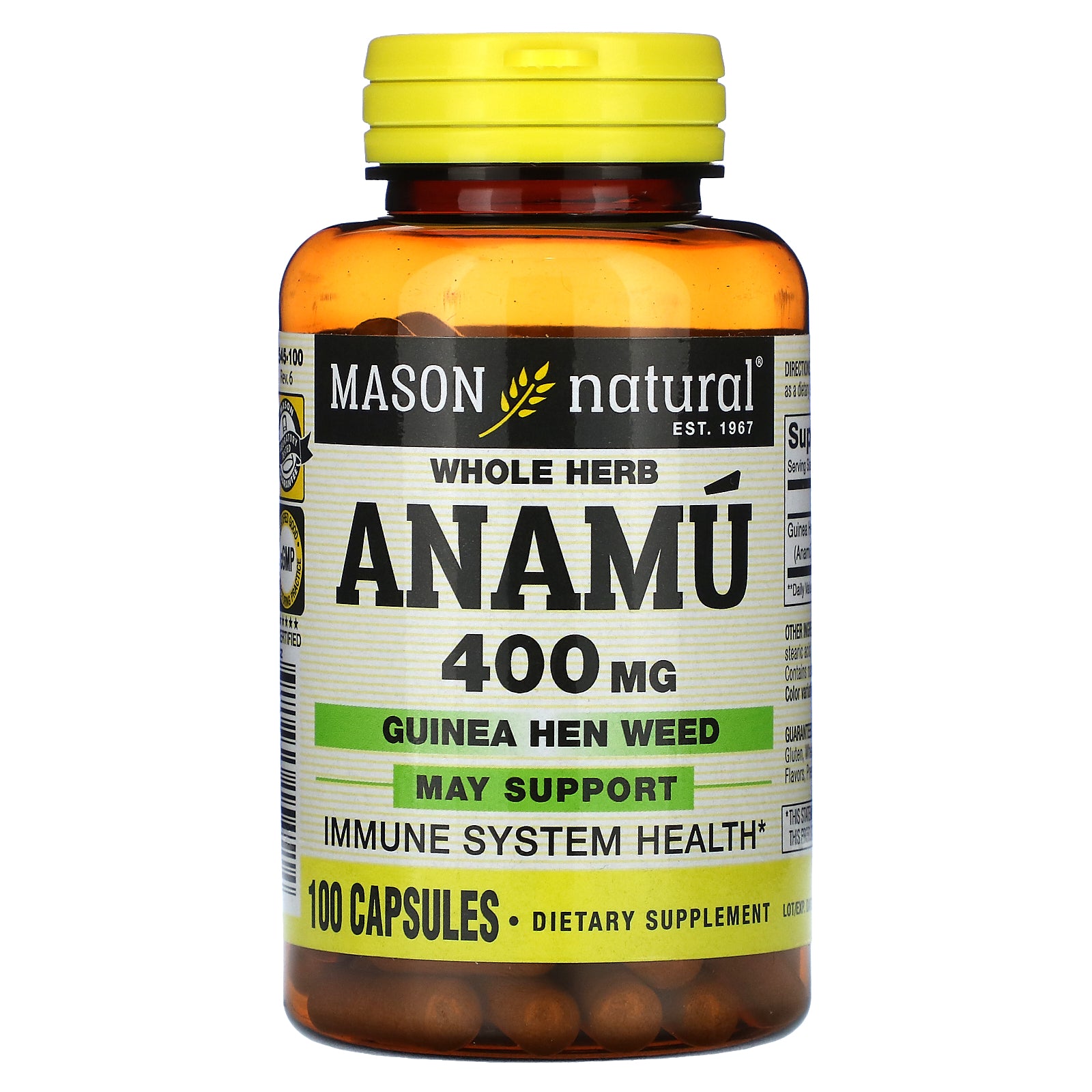 Foto 2 pulgar | Suplemento Mason Natural Whole Herb Anamu 400 Mg 100 Cápsulas - Venta Internacional.
