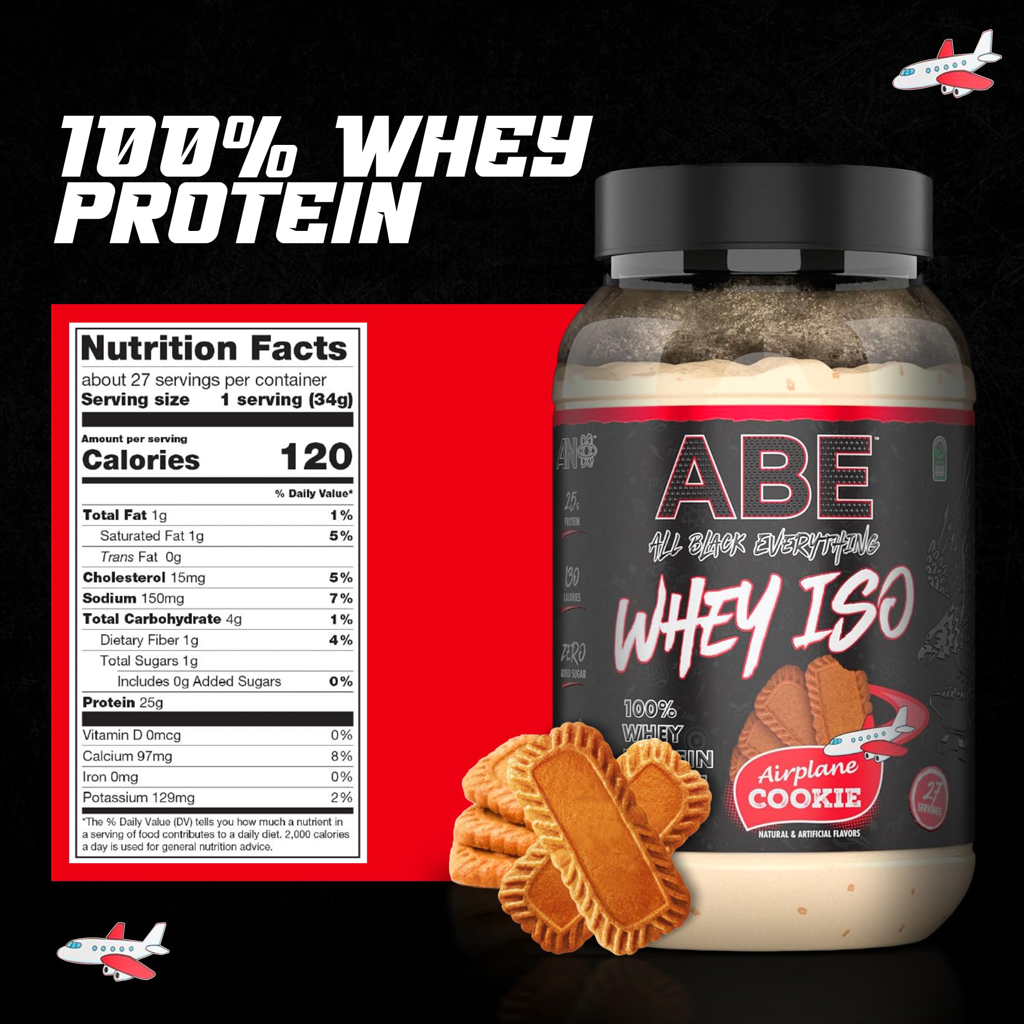 Foto 3 pulgar | Galleta De Avión Abe All Black Everything Con Proteína De Suero En Polvo  25 G - Venta Internacional.