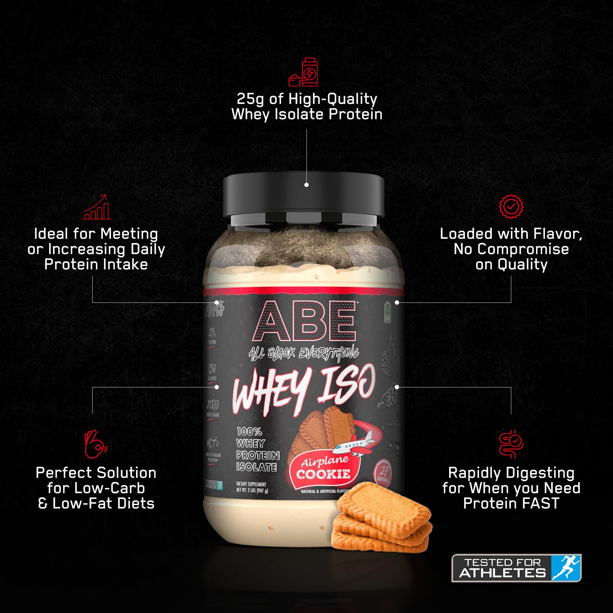 Foto 7 pulgar | Galleta De Avión Abe All Black Everything Con Proteína De Suero En Polvo  25 G - Venta Internacional.