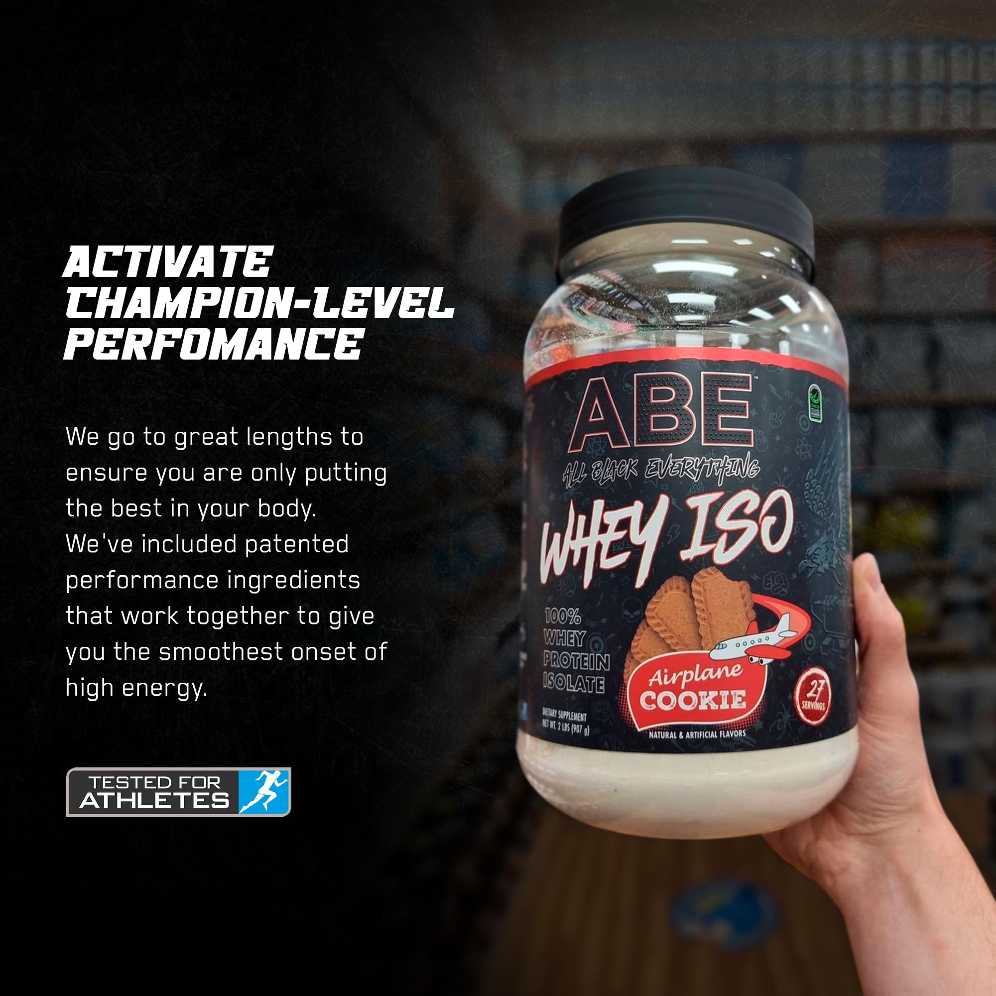 Foto 7 | Galleta De Avión Abe All Black Everything Con Proteína De Suero En Polvo  25 G - Venta Internacional.