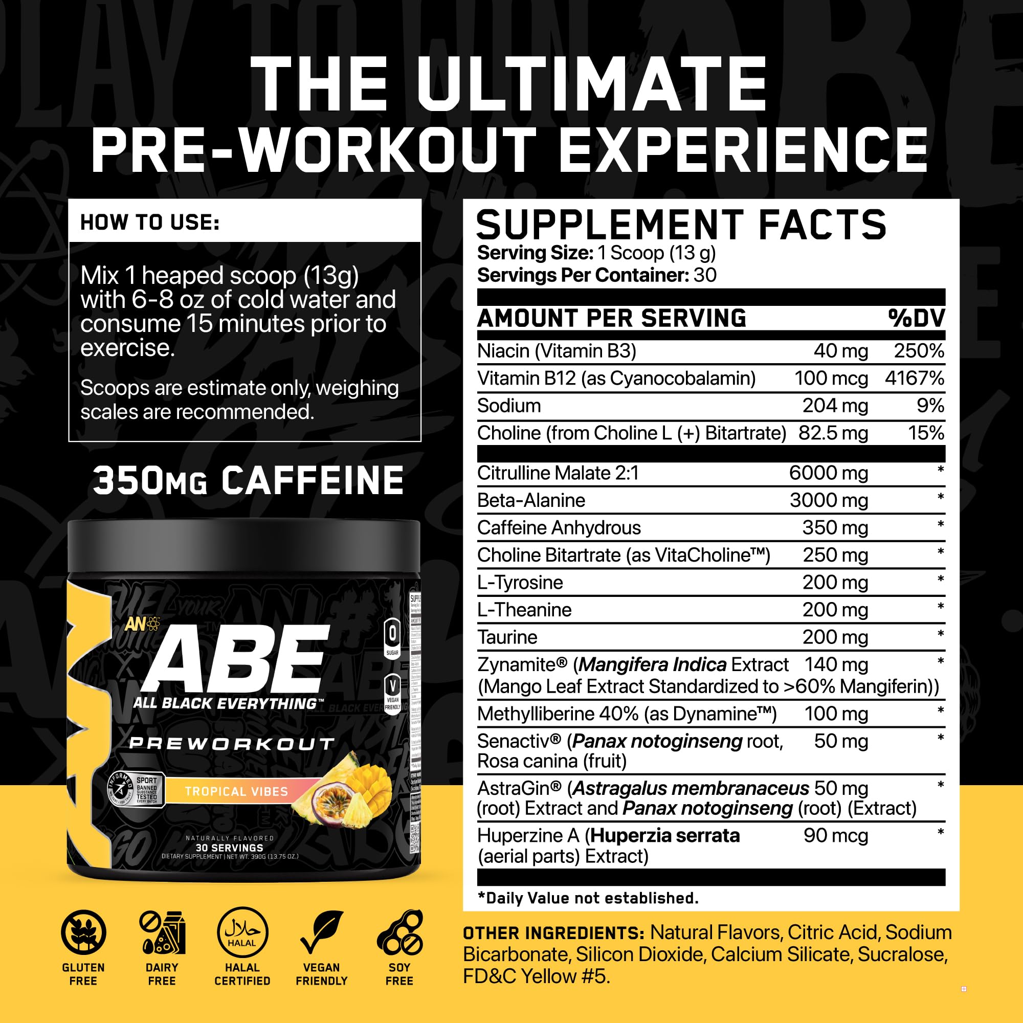 Foto 3 pulgar | Polvo Pre Workout Abe All Black Everything  30 Porciones - Venta Internacional